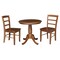 International Concepts 30 in. Round Pedestal Dining Table with 2 Madrid LadderBack Chairs K42-30RT-C2-2 - alternate 3